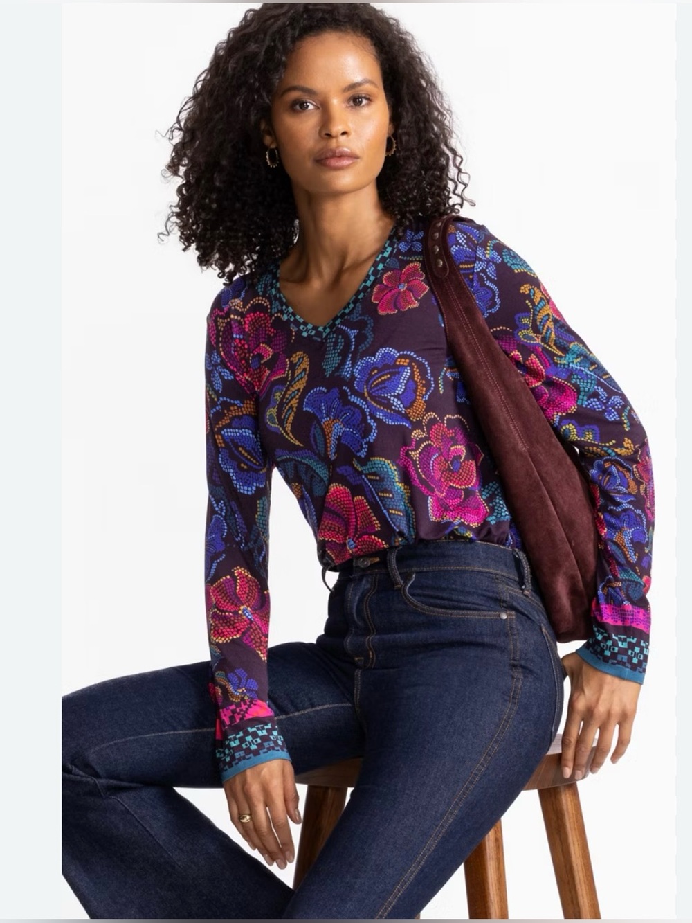 Johnny Was (!!) The Janie Favorite Long Sleeve V-Neck Swing Tee